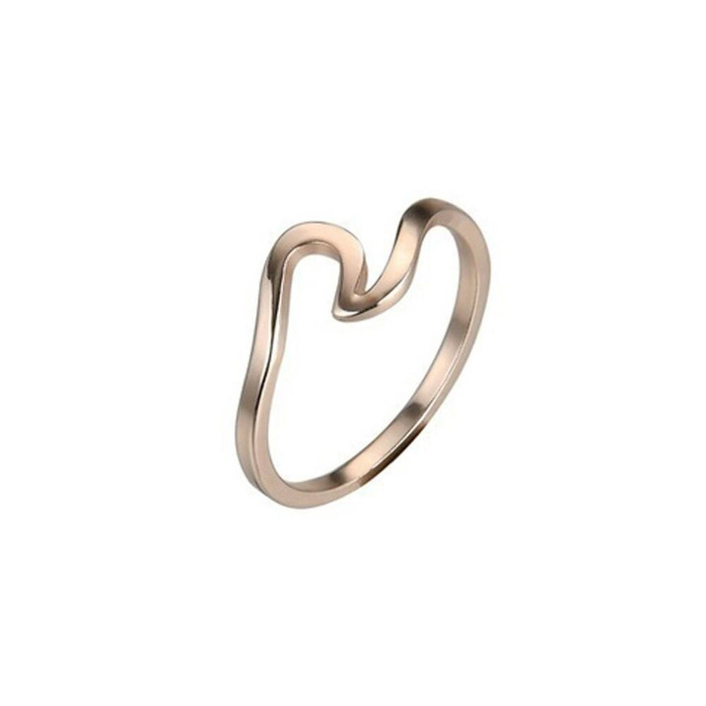 (Rose Gold, 8) Style of Waves Spindrift Rings Irregular Slender Fashion Personality Creative Joint Tail Ring