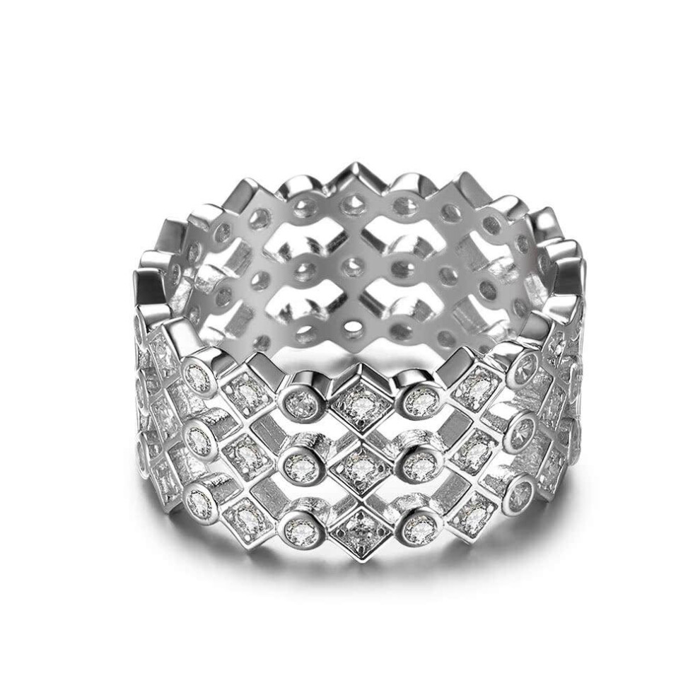 Sterling Silver Ring Round White Zirconia Wedding Engagement Ring