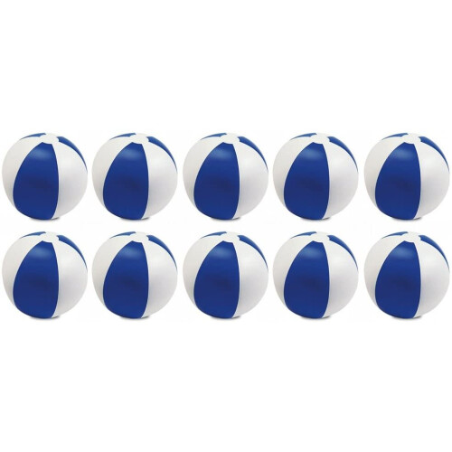 (Blue & White) Pack of 10 Colour Inflatable Blow Up Beach Balls