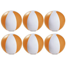 (Orange & White) Pack of 6 Colour Inflatable Blow Up Beach Ball Toy