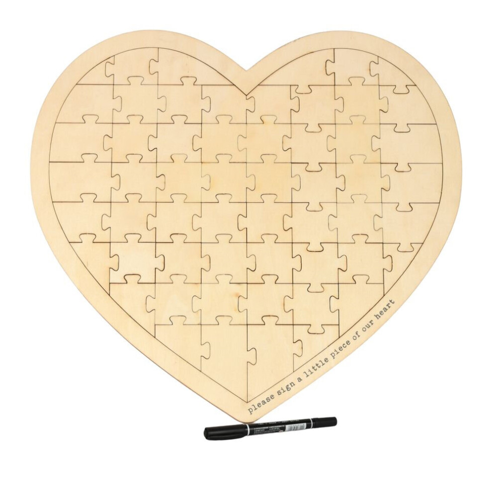 Widdop Love Story Heart Shaped Wooden 56 Piece Puzzle Guest Book
