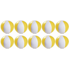 (Yellow & White) Pack of 10 Colour Inflatable Blow Up Beach Balls