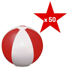 (Red & White) Bulk Pack of 50 Colour Inflatable Blow Up Beach Balls
