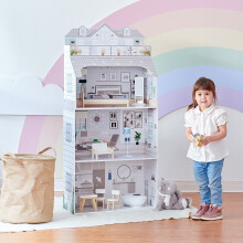 Olivia's Little World Grey Wooden 3- Floor Deluxe 12" Dollhouse & Accessories TD-11683D