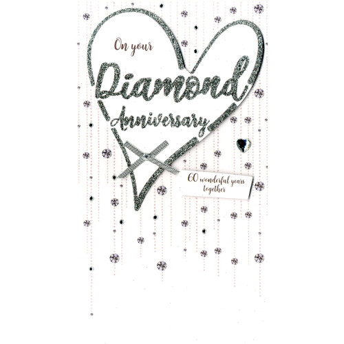 Diamond Anniversary Greeting Card Hand-Finished Champagne Range Cards