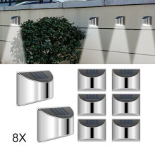 8Pc LED Solar Power Garden Fence Lights Wall Light Patio Security Lamp