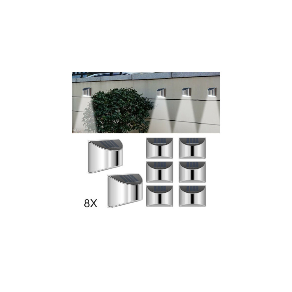 Gacloz 8Pc Led Solar Power Garden Fence Lights Wall Light Patio Security Lamp