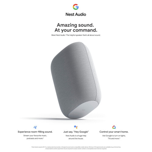 Google Google Nest Audio Smart Speaker - Chalk 1