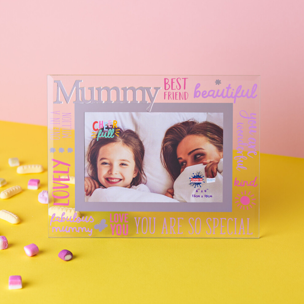 6" x 4" Cheerful Glass Photo Frame - Mummy