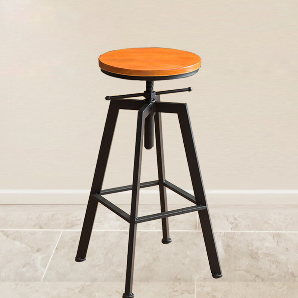 Vintage Bar Stool Metal Wooden Industrial Retro Kitchen Seat