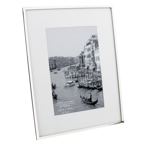 WIDDOP and Co. 4" x 6" - Impressions Silver Plated White Mount Photo Frame