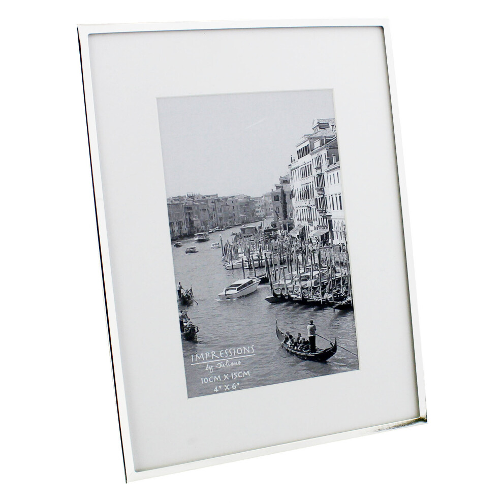 4" x 6" - Impressions Silver Plated White Mount Photo Frame