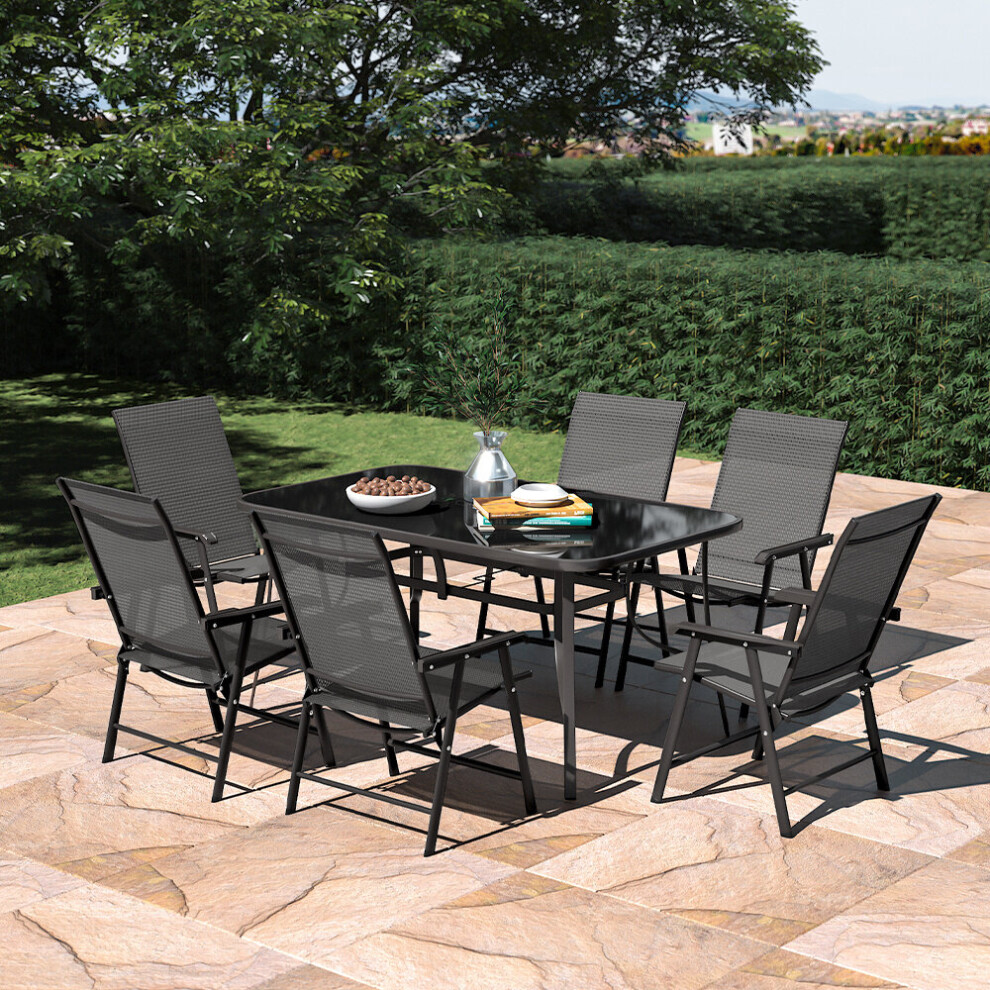 7PCS Outdoor Dining Table & Chairs Set Garden Patio Furniture Set