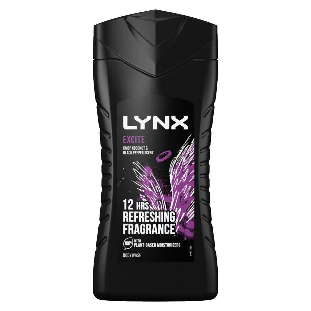Lynx 12H Refreshing Excite Coconut & Pepper Bodywash 225Ml Black