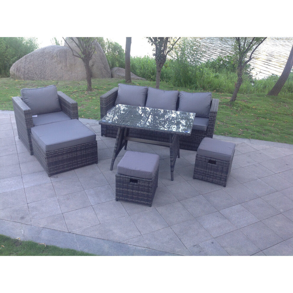 7 Seater Rattan Garden Furniture Set Sofa Dining Table Chair Grey