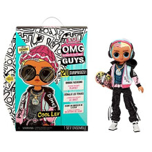 LOL Surprise OMG Guys Modepuppen Cool Lev mit 20 Überraschungen, posierbar, Skateboard, Outfit & Zubehör