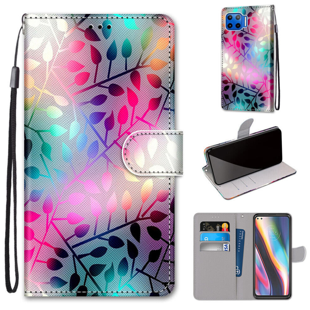 Motorola Moto G 5G Plus Case Pattern Cover Folio with kickstand Glass pattern