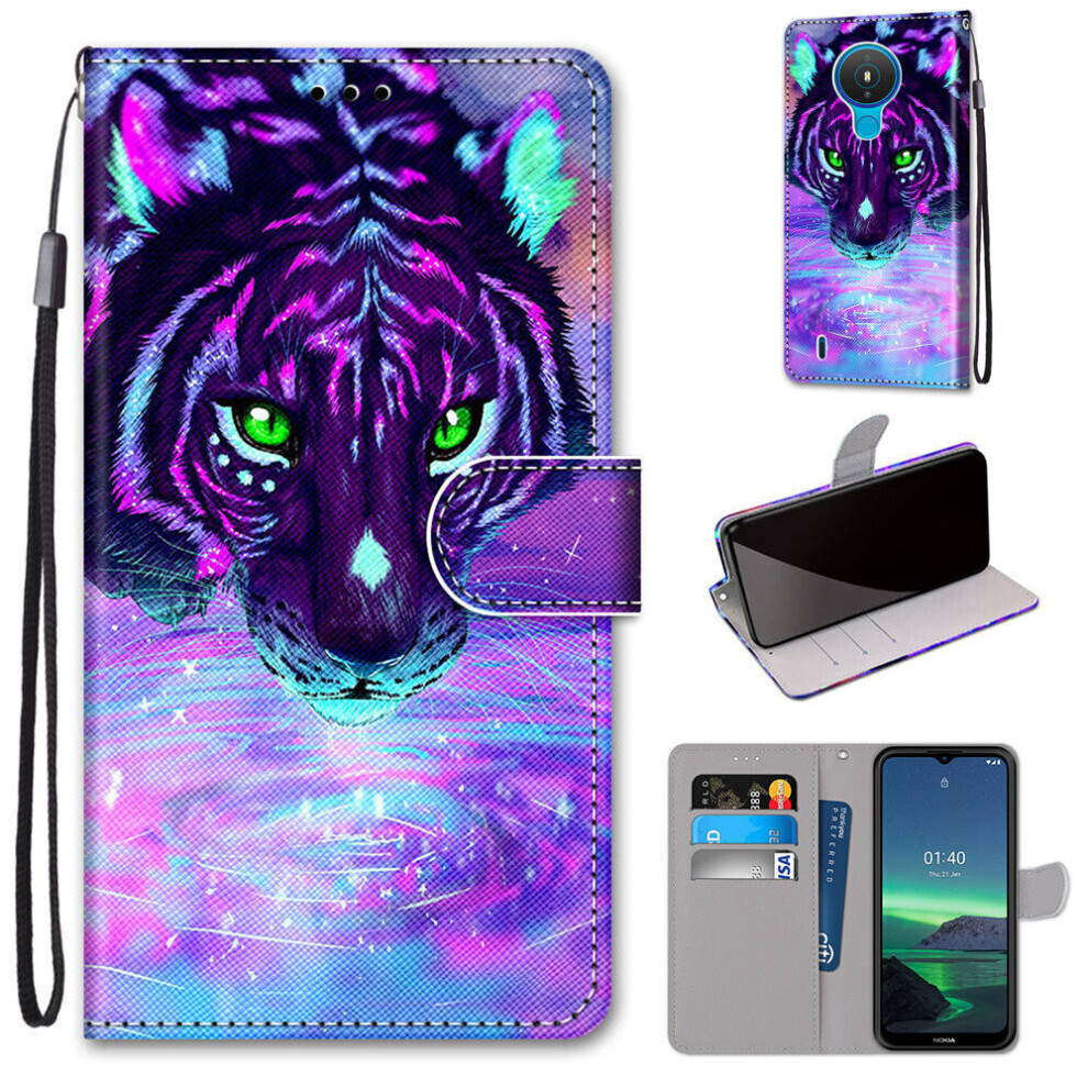 NOKIA 1.4 Case Pattern Cover Folio with kickstand tiger