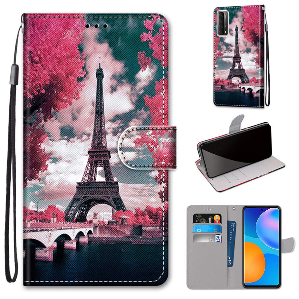 HUAWEI P Smart 2021,Y7A Case Pattern Cover Folio with kickstand Tower