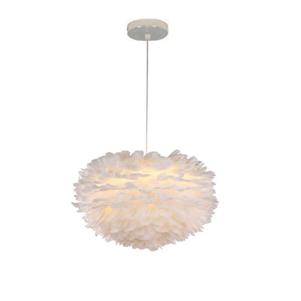 White Feather Ceiling 30 cm Pendant Light Shade Modern Chandelier E27 Lampshade Floor Lamp for Living Room Dining Room Bedroom