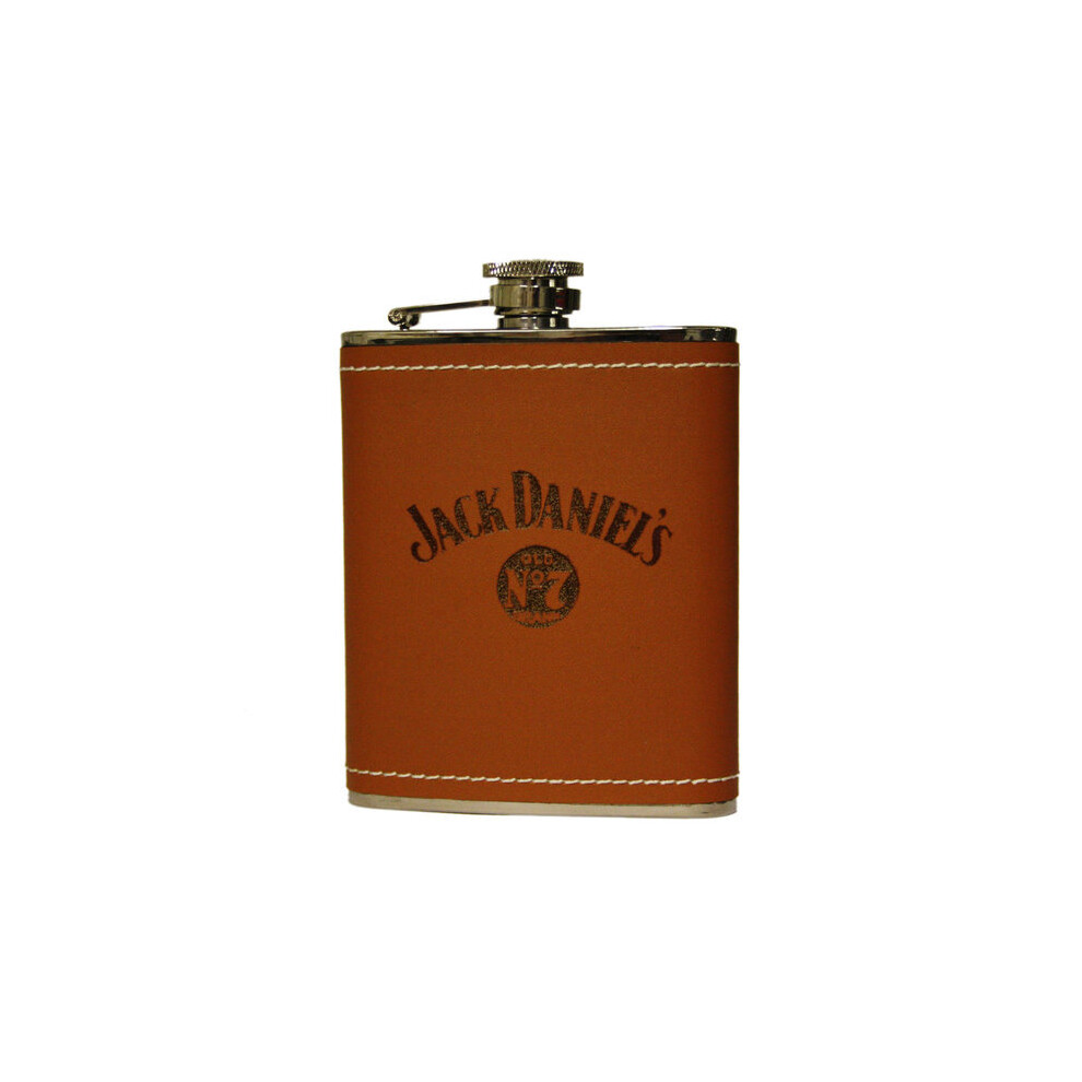 Jack Daniel's 6oz tan leather hip flask