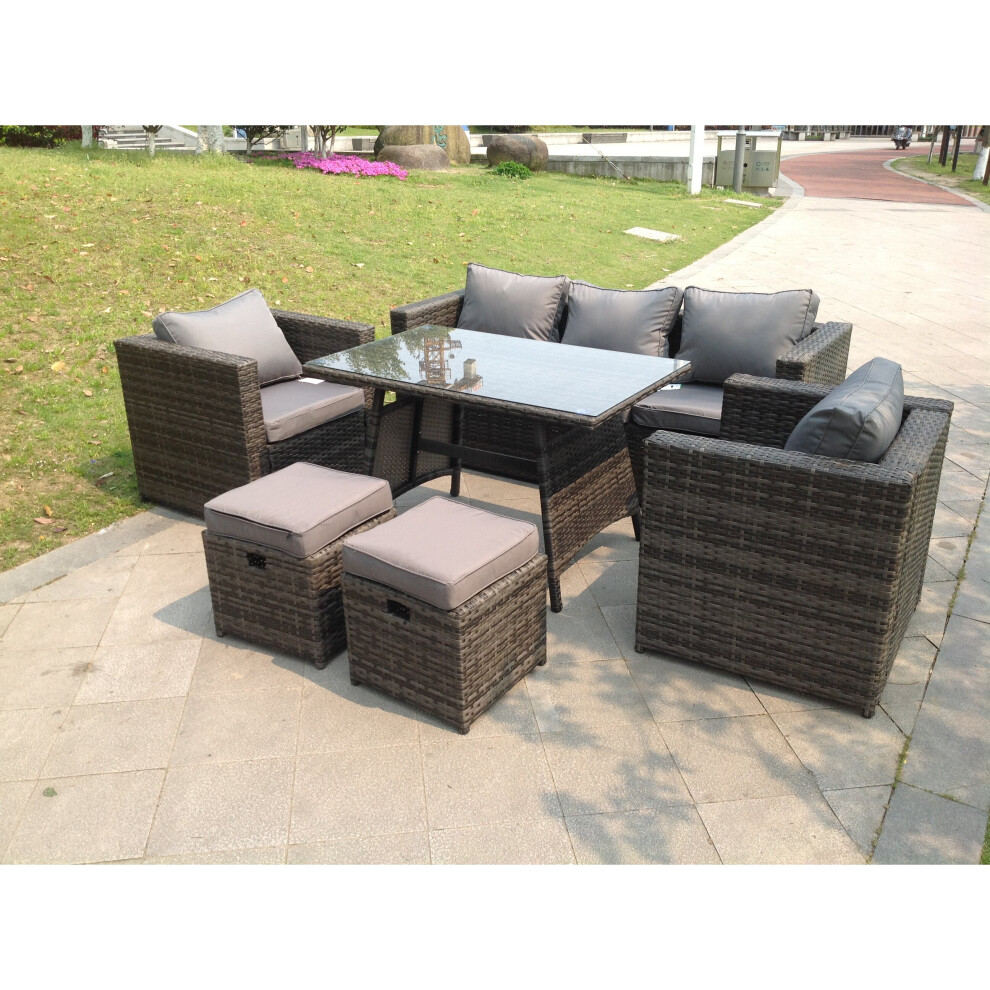 Rattan Lounge Conservatory Outdoor Garden Furniture Dining Table Set