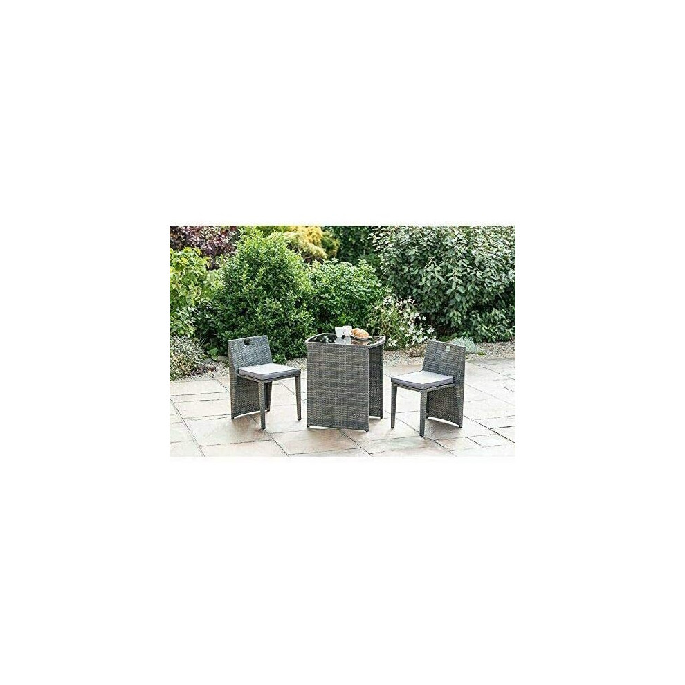 Rattan Effect Compact Square Bistro Set 3 pcs Garden Outdoor G-0155