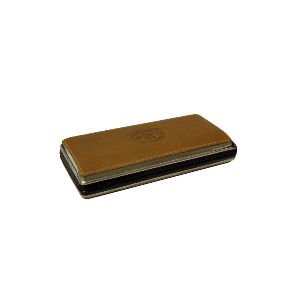 Jack Daniel's tan leather glasses case