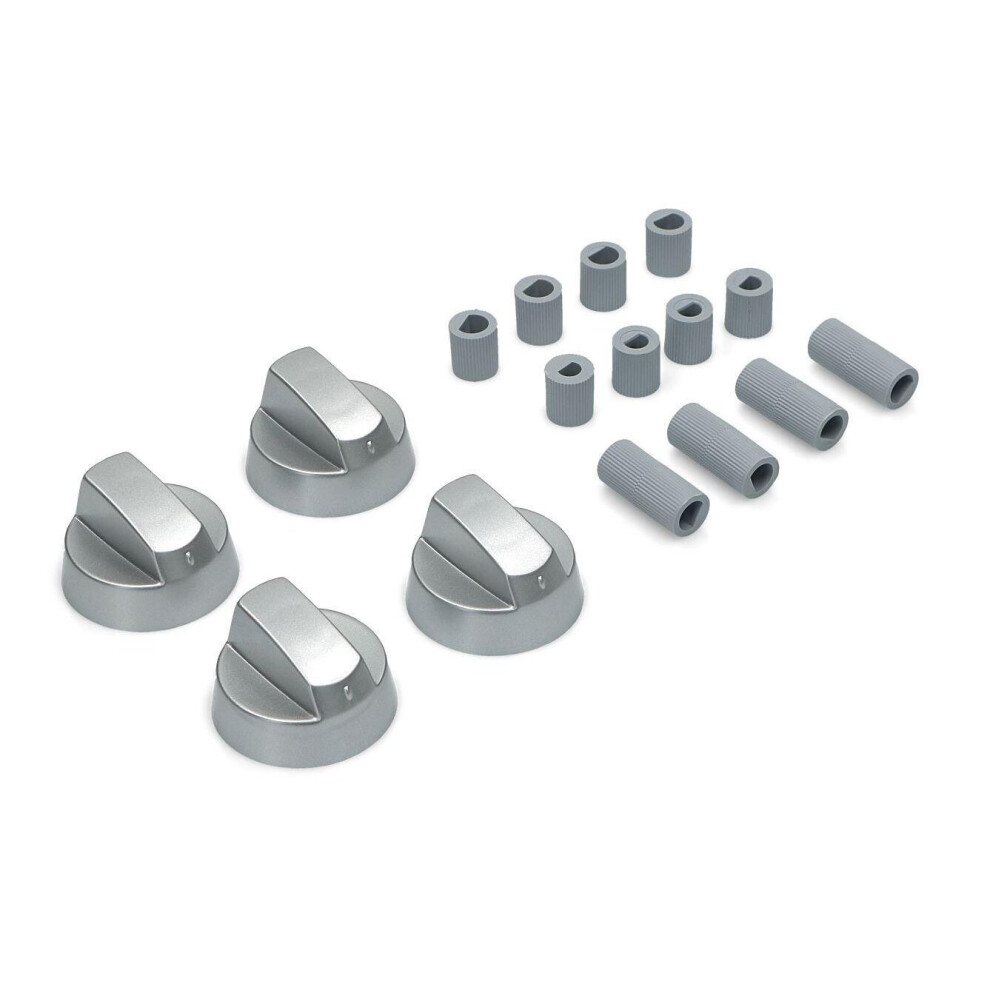 INDESIT Chrome Oven Knob Silver Gas Hob Cooker Universal Switch Knobs + Adaptors