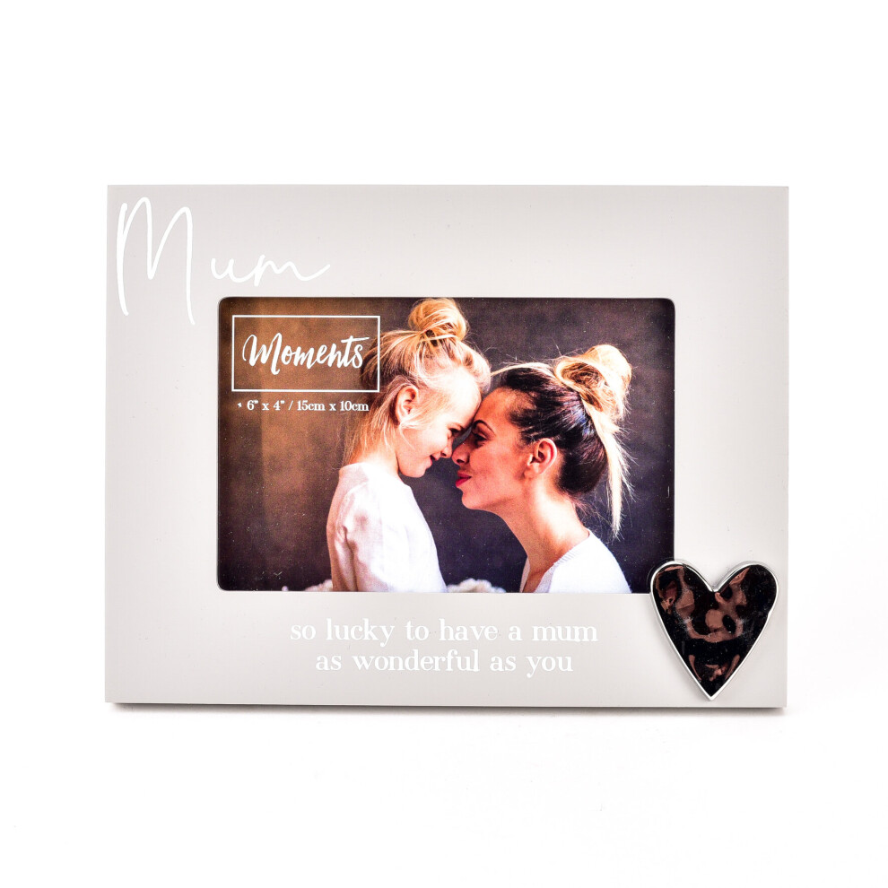 Moments Wooden Photo Frame with Heart 6" x 4" - Mum