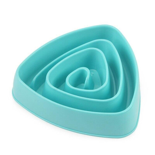 (Blue) Triangular Dog Slow Eating Training Bowl