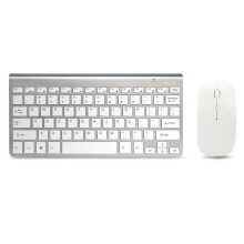 (SILVER English) Keyboard Ultra-thin Wireless Keyboard Mouse Combo 2.4g Wireless Mouse For Apple Keyboard Style Mac Win Xp/7/8/10 Tv Box
