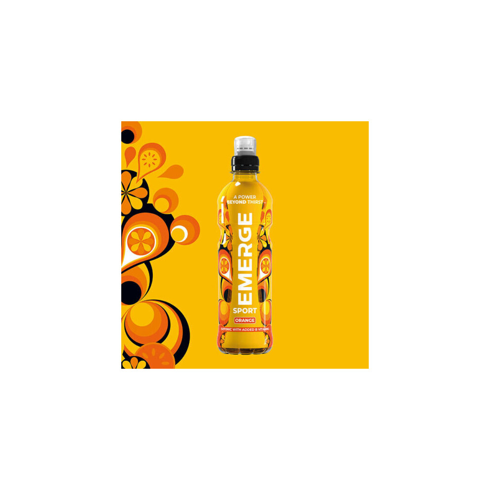 (6x500ml, Orange) Emerge Isotonic Sport Energy Drinks with Vitamin B