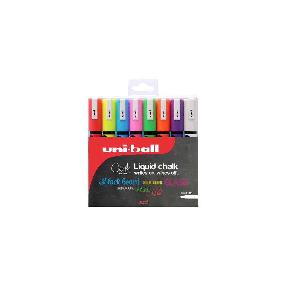 uni-ball uniball- Liquid Chalk Marker PWE-5M  Pack 8  Assorted Colours