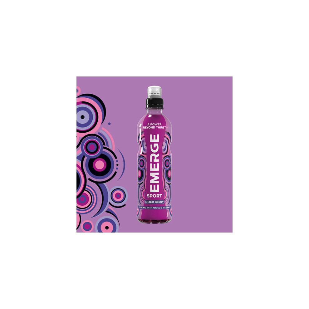 (12x500ml, Mixed Berry) Emerge Isotonic Sport Energy Drinks with Vitamin B 