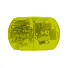 (Green) Stationary Set Paper Bulldog Clips Push Pins