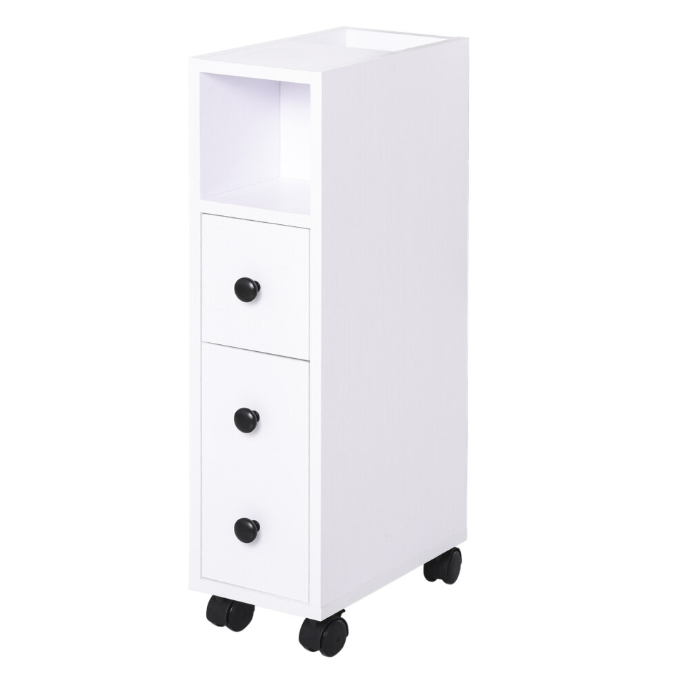 kleankin Slimline Bathroom Storage Unit 2 Drawers 2 Open Compartments