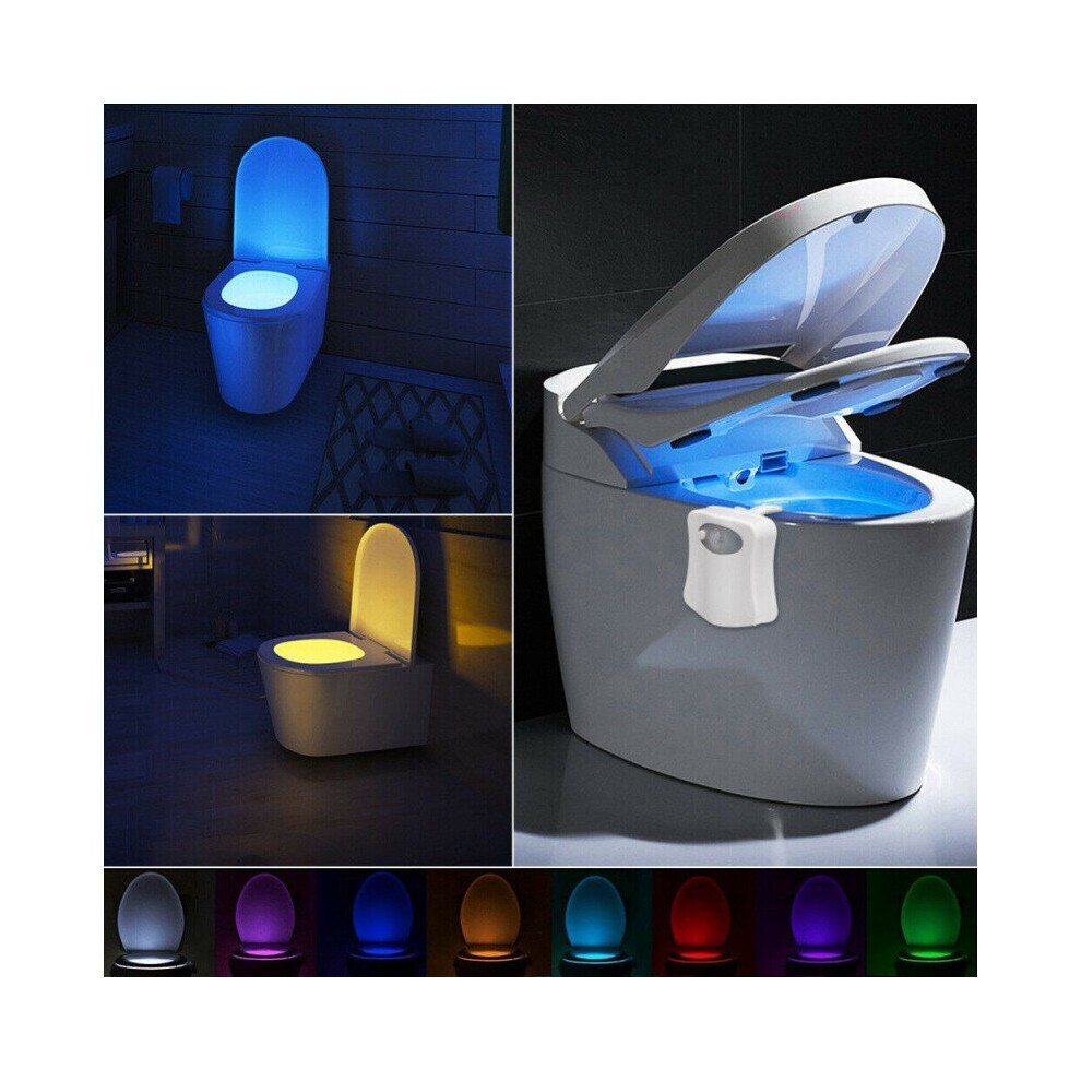 Motion Sensor 8 Colors LED Toilet Bowl Night Light Flexible Bathroom Seat Lamp