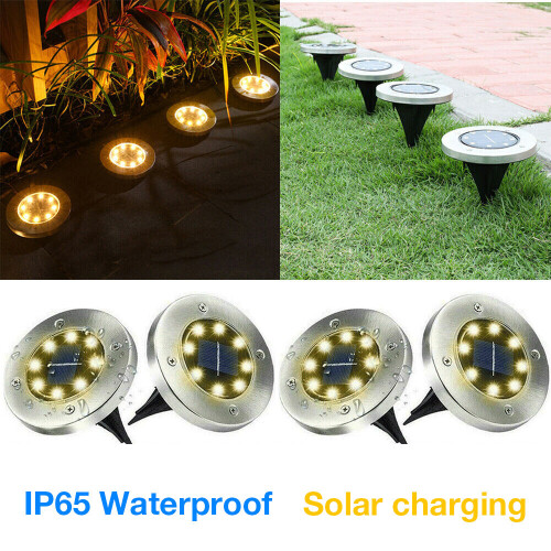 4pc LED Solar Decking Lights Outdoor Solar Powered Pathway Lights on OnBuy