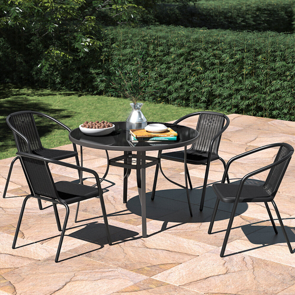 Garden Round Dining Table & Chairs Outdoor Bistro Patio Furniture Set of 5