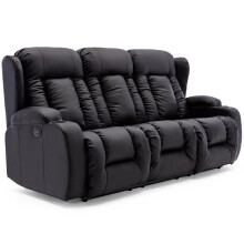 (Black, 3 Seater) CAESAR HIGH BACK ELECTRIC BOND GRADE LEATHER RECLINER 3+2+1 SOFA ARMCHAIR SET