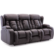(Brown, 3 Seater) CAESAR HIGH BACK ELECTRIC BOND GRADE LEATHER RECLINER 3+2+1 SOFA ARMCHAIR SET