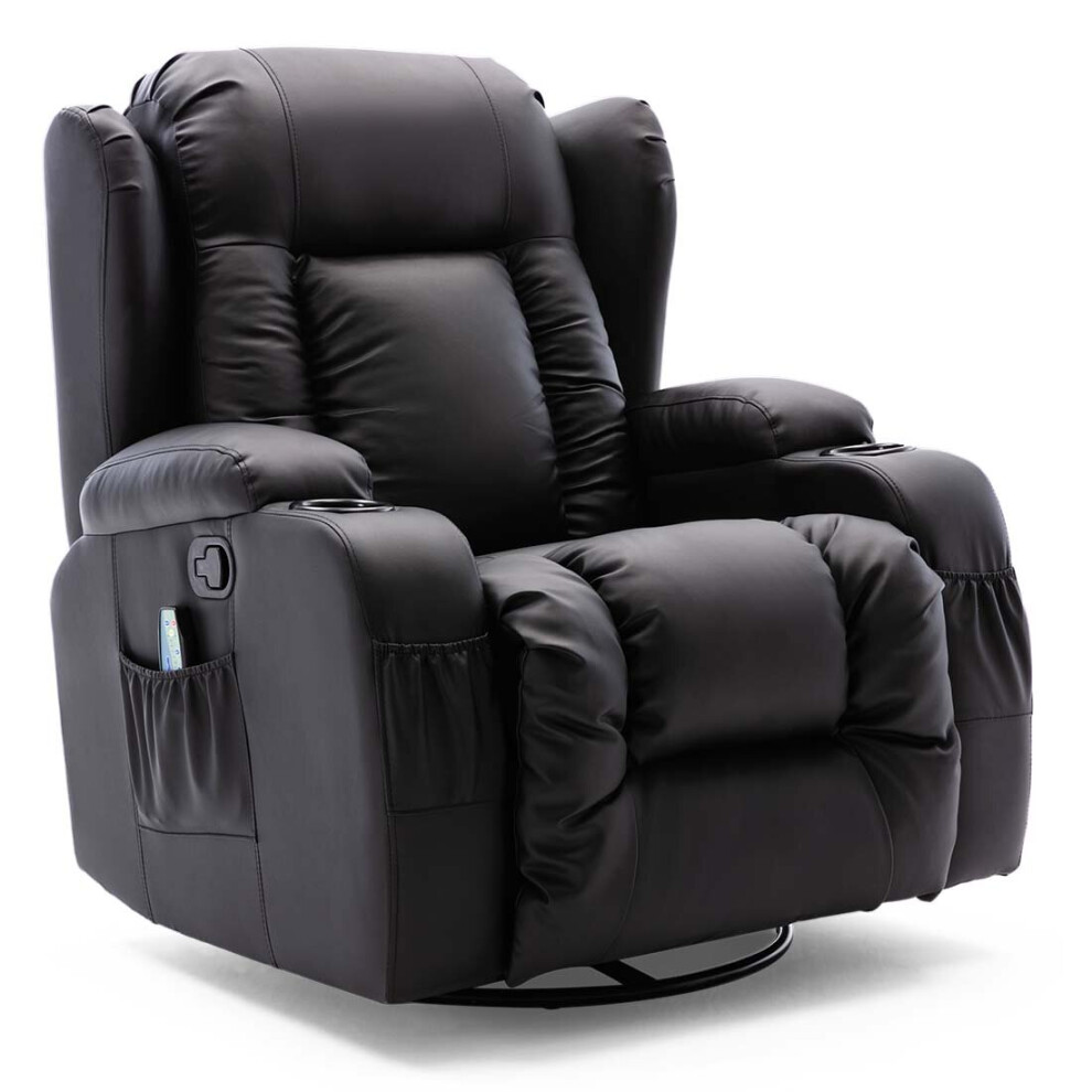 (Black, 1 Seater) CAESAR HIGH BACK BOND GRADE LEATHER RECLINER 3+2+1 SUITE SOFA ARMCHAIR SET