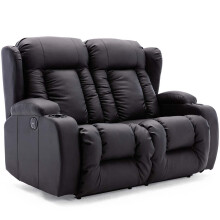 (Black, 2 Seater) CAESAR HIGH BACK ELECTRIC BOND GRADE LEATHER RECLINER 3+2+1 SOFA ARMCHAIR SET