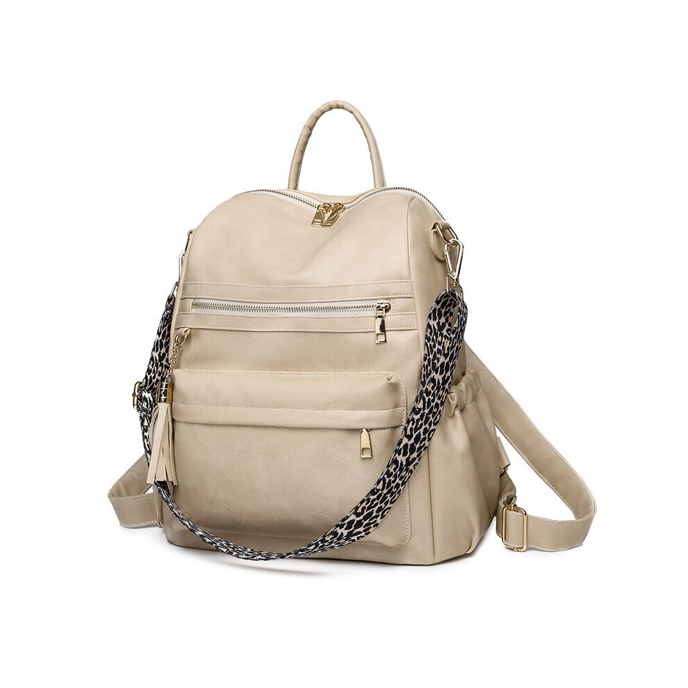 (khaki) Multi-functional, large-capacity ladies fashion backpack, waterproof shoulder bag with side pockets-image-OPC-P7X5V2P-NEW