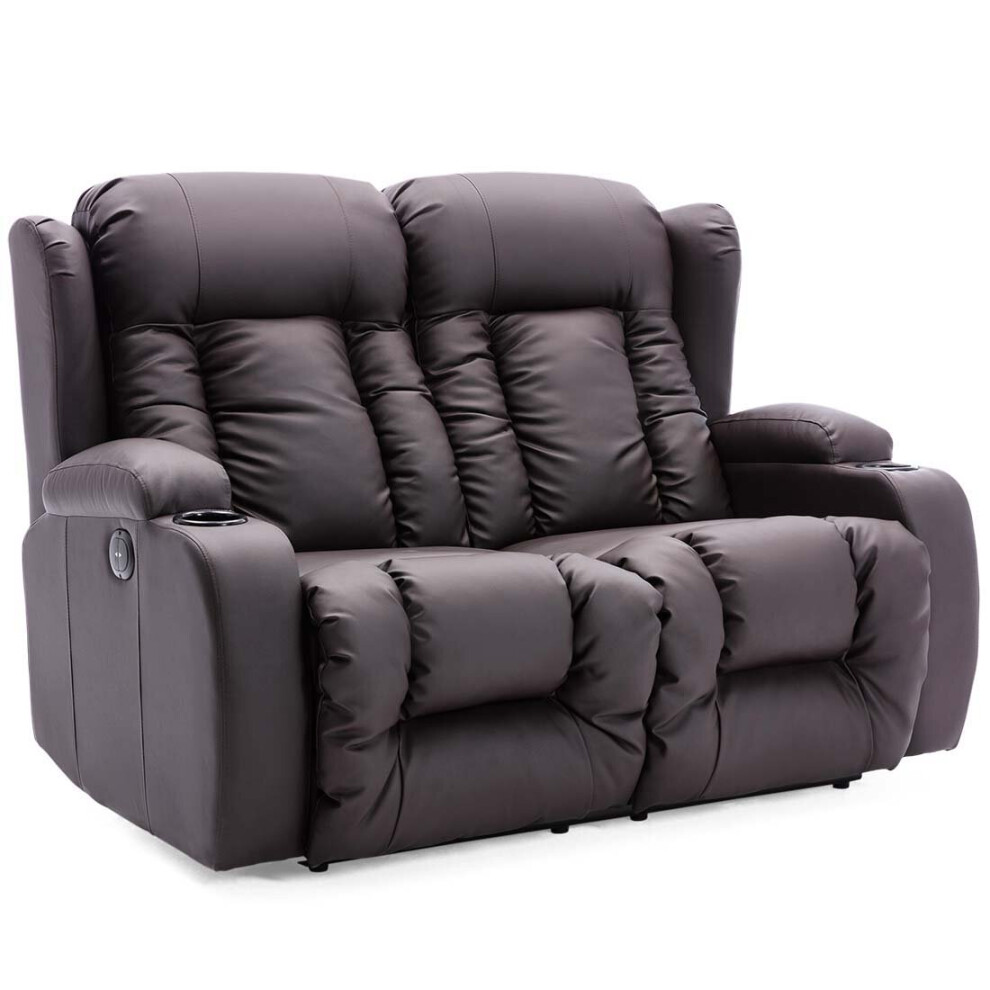 (Brown, 2 Seater) CAESAR HIGH BACK ELECTRIC BOND GRADE LEATHER RECLINER 3+2+1 SOFA ARMCHAIR SET