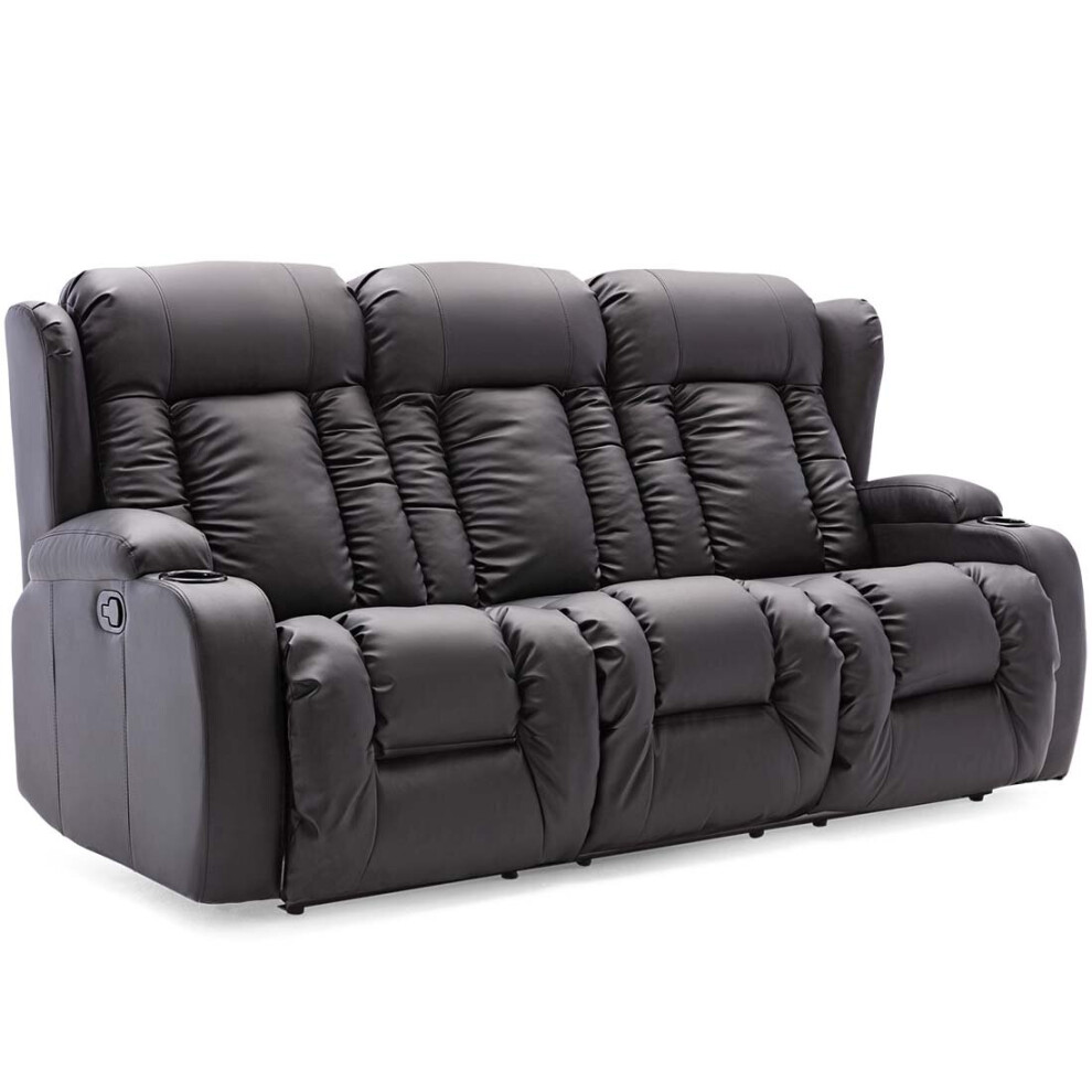 Caesar 3 Seater Manual High Back Bonded Leather Recliner Sofa