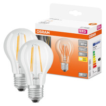 Osram LED 40W Filament Glass GLS ES Bulb | Clear [2Pack] - Warm White