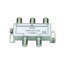 4 Way TV Aerial Splitter Coax F Type for TV Aerial Freeview DAB Virgin RF 2774T