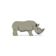 Pacote com 6 animais de madeira - Tender Leaf Toys - Rinoceronte cinza - Para crianças a partir de 3 anos